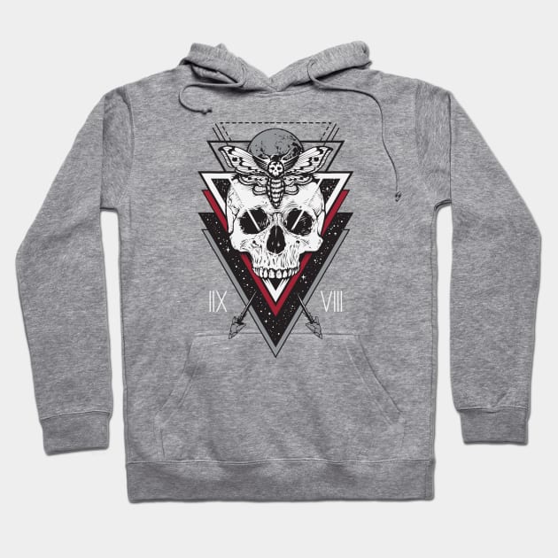 Skull Moth Space Stare Hoodie by machmigo